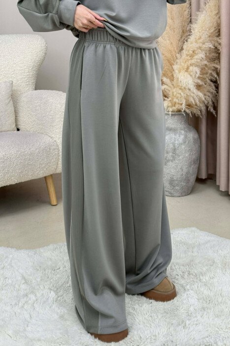 HOODIE+SWEATPANTS ONE COLOR SIMPLE WOMEN SET GREY/GRI - 4