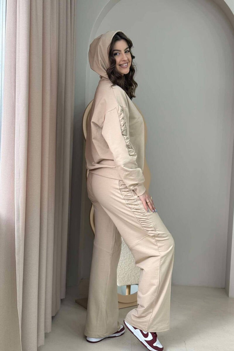 HOODIE+SWEATPANTS ONE COLOR WOMEN SET BEIGE/BEZHE - 4