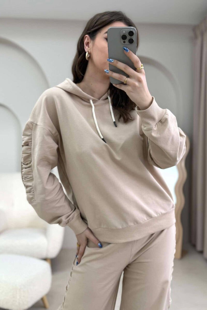 HOODIE+SWEATPANTS ONE COLOR WOMEN SET BEIGE/BEZHE - 6