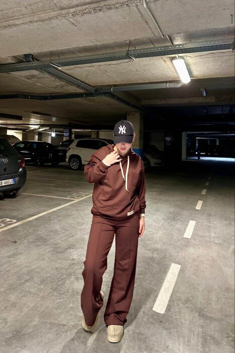 HOODIE+SWEATPANTS WOMEN SET BROWN/KAFE 