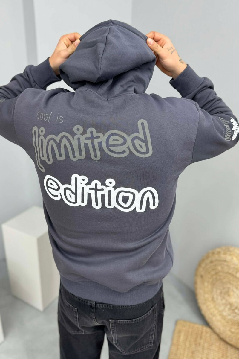 HOODIE ME PUSH DHE ME SHKRIME PER MESHKUJ NE NGJYRE GRI TE ERRET - 4