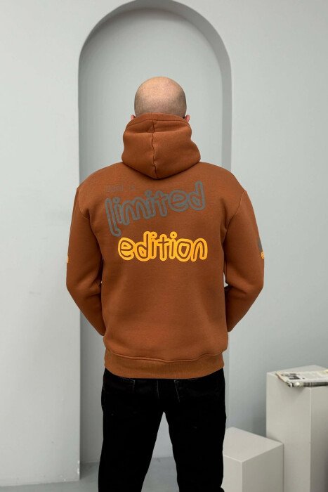 HOODIE ME PUSH DHE ME SHKRIME PER MESHKUJ NE NGJYRE KAFE - 5