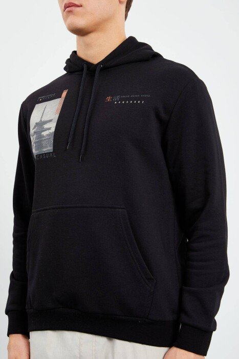 IMAGE LITTLE WRITTINGS COTTON MEN HOODIE BLACK/ E ZEZE - 3