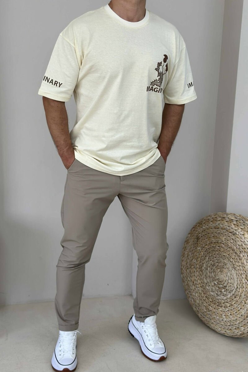 IMAGINARY WRITTING MEN T-SHIRT CREAM/KREM - 1