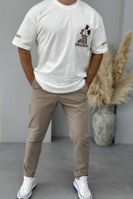 IMAGINARY WRITTING MEN T-SHIRT WHITE-E BARDHE - 