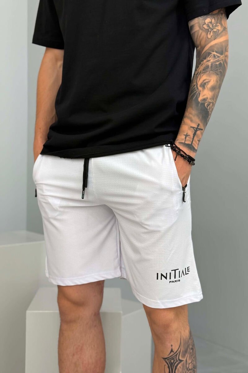 INITIALE PARIS WRITTING MEN SHORT SWEATPANTS WHITE-E BARDHE - 2