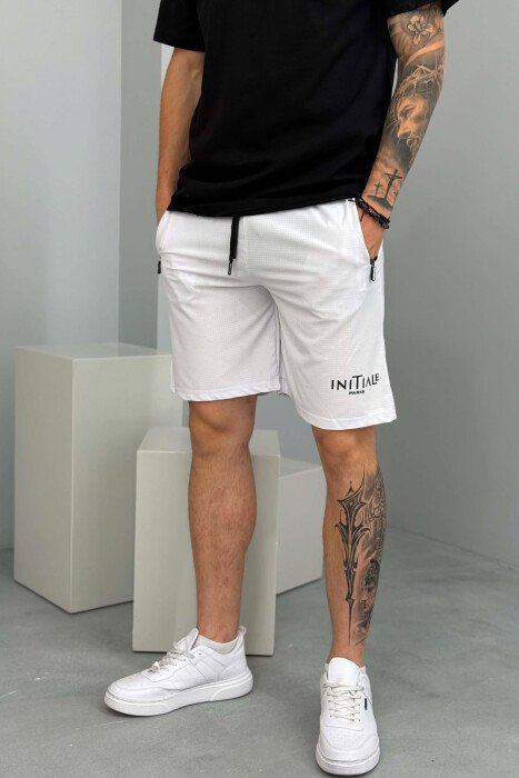 INITIALE PARIS WRITTING MEN SHORT SWEATPANTS WHITE-E BARDHE - 4