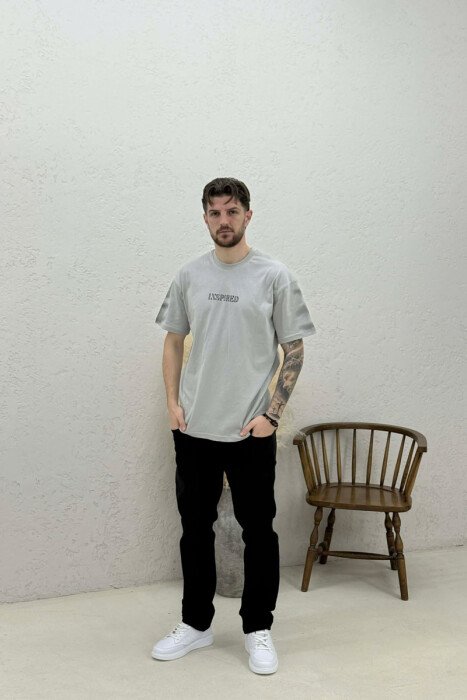 INSPIRED FRONT & BACK WRITTINGS MEN T-SHIRT GREY/GRI - 2