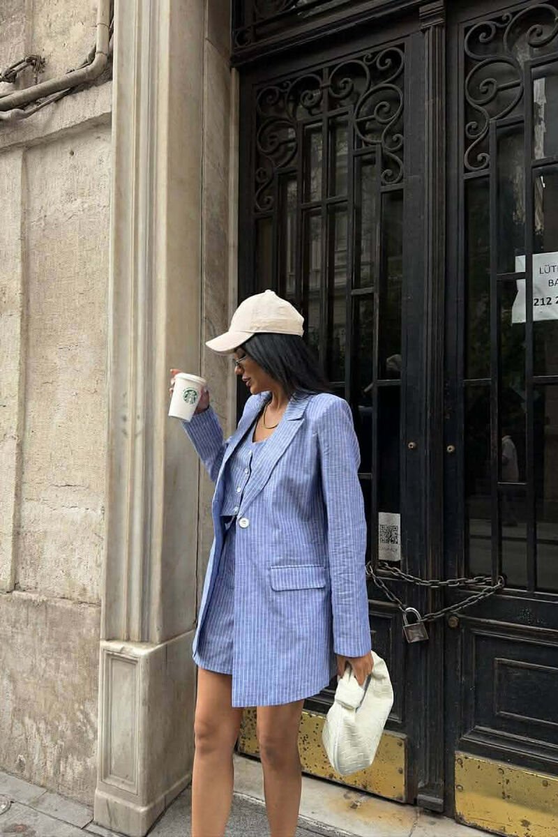 JACKET + VEST + SHORTS WOMAN THREE PIECE SET BLUE/BLU - 6