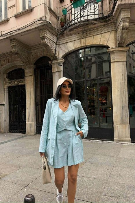 JACKET + VEST + SHORTS WOMAN THREE PIECE SET MINT/MENTE - 1