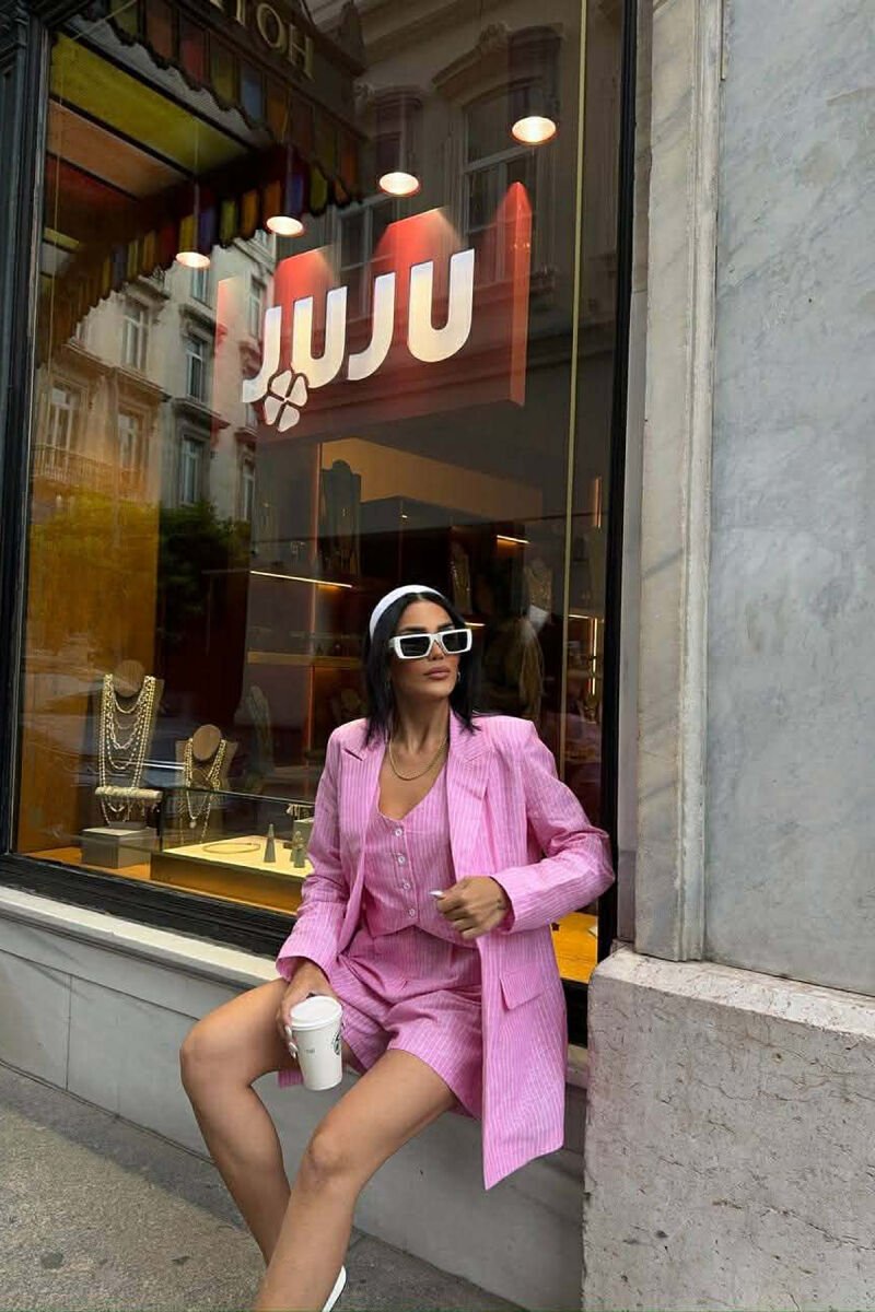 JACKET + VEST + SHORTS WOMAN THREE PIECE SET PINK/ROZE - 4