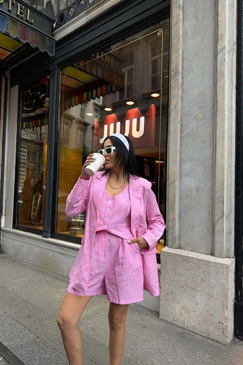 JACKET + VEST + SHORTS WOMAN THREE PIECE SET PINK/ROZE - 7