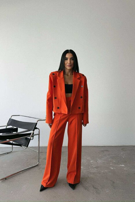 JACKET+TROUSERS BUTTONS DETAIL WOMEN SET ORANGE/PORTOKALLI - 1