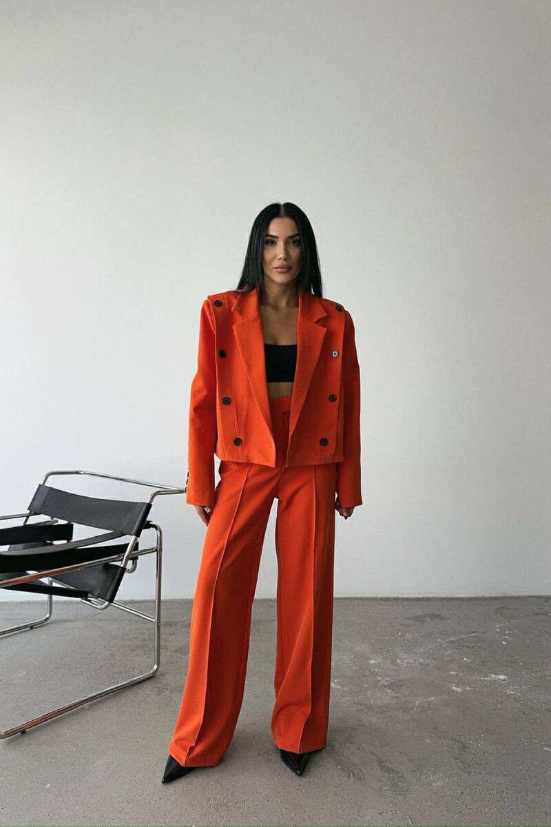 JACKET+TROUSERS BUTTONS DETAIL WOMEN SET ORANGE/PORTOKALLI - 1