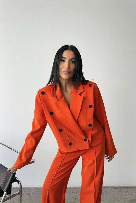 JACKET+TROUSERS BUTTONS DETAIL WOMEN SET ORANGE/PORTOKALLI - 2