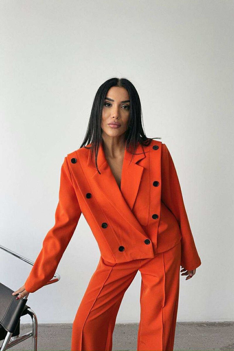 JACKET+TROUSERS BUTTONS DETAIL WOMEN SET ORANGE/PORTOKALLI - 2