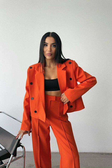 JACKET+TROUSERS BUTTONS DETAIL WOMEN SET ORANGE/PORTOKALLI - 3