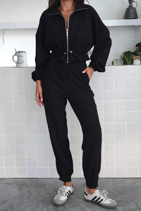 JACKET+TROUSERS ONE COLOR WOMEN SET BLACK/ E ZEZE - KLAUDIO FASHION