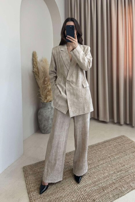 JACKET+TROUSERS SIMPLE WOMEN SET BEIGE/BEZHE - 1