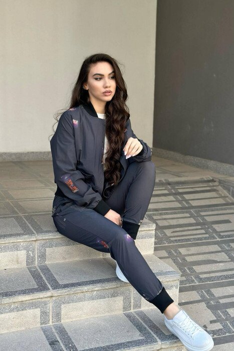 JACKET+TROUSERS WOMAN TWO PIECE SETS DARK GREY/GEE - KLAUDIO FASHION