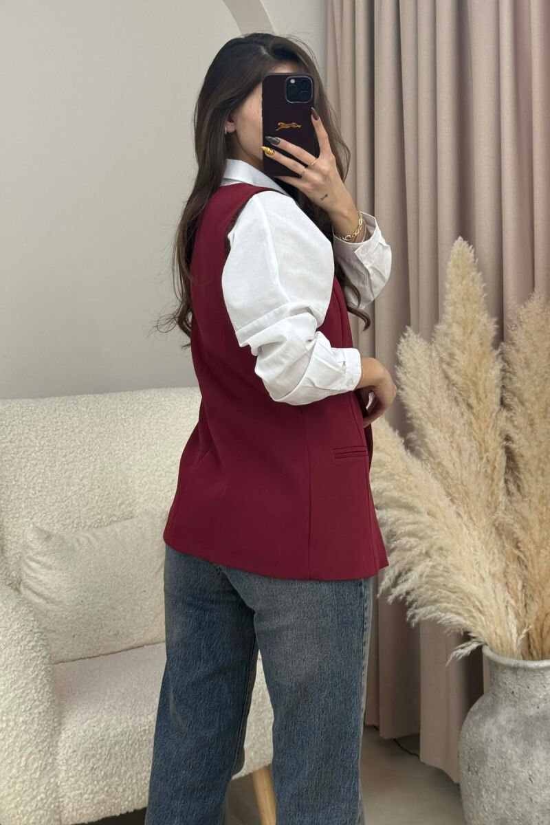 JELEK I THJESHTË NJË NGJYRËSH PËR FEMRA NË NGJYRËN VISHNJË - 3