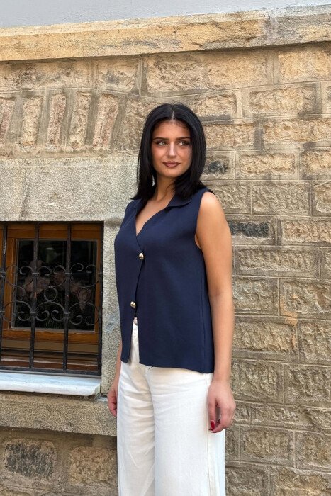 JELEK ME BUTONA GOLD PER FEMRA NE NGJYRE BLU - 4