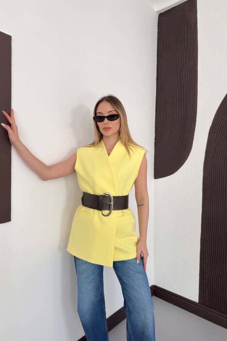 JELEK ME DETAJ RRIPI PER FEMRA NE NGJYRE TE VERDHE - KLAUDIO FASHION