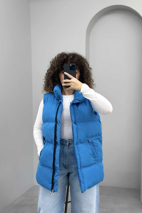 JELEK ME RRIP ELASTIK NJË NGJYRËSH PËR FEMRA NGJYRË BLU - KLAUDIO FASHION