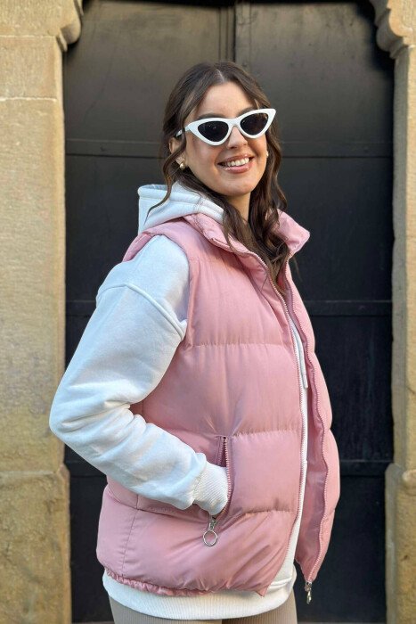 ZIPPER POCKETS WOMEN VEST PINK/ROZE - 2