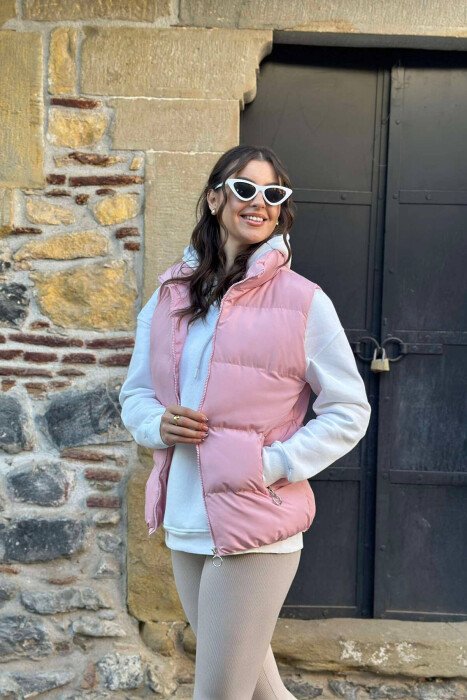 ZIPPER POCKETS WOMEN VEST PINK/ROZE - 4