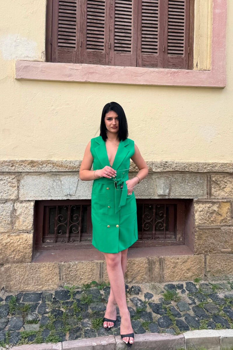 JELEK NJE NGJYRESH ME BUTONA GOLD PER FEMRA NE NGJYRE JESHILE - 1