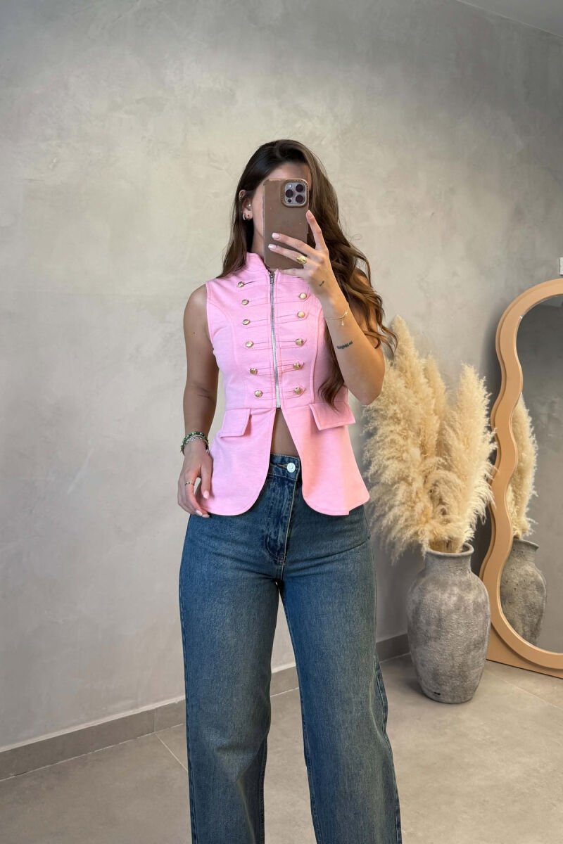 JELEK NJE NGJYRESH ME BUTONA GOLD PER FEMRA NE NGJYRE ROZE - 1