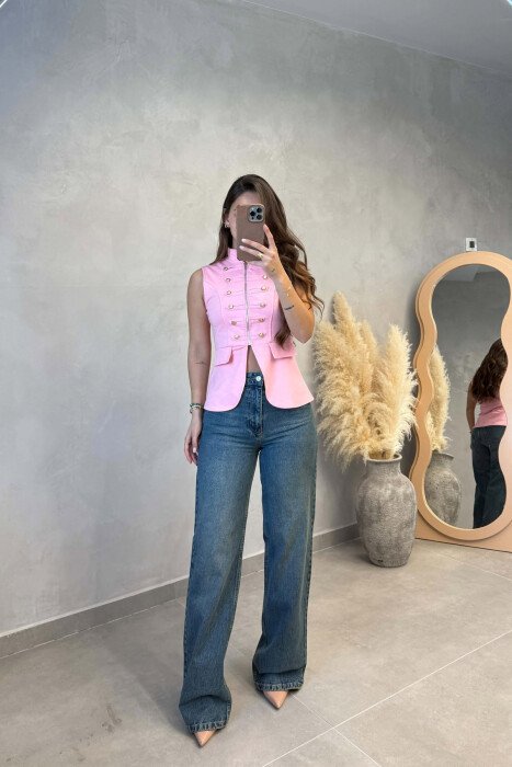 JELEK NJE NGJYRESH ME BUTONA GOLD PER FEMRA NE NGJYRE ROZE - 4