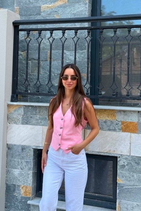 JELEK NJE NGJYRESH ME BUTONA NE FORME FJONGOSH PER FEMRA NE NGJYRE ROZE - 6