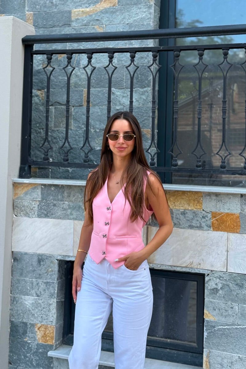 JELEK NJE NGJYRESH ME BUTONA NE FORME FJONGOSH PER FEMRA NE NGJYRE ROZE - 6