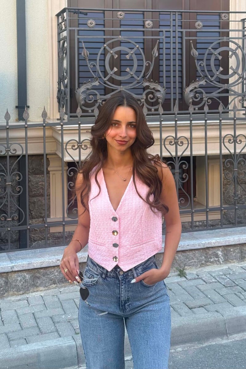 JELEK NJE NGJYRESH ME BUTONA SILVER PER FEMRA NE NGJYRE ROZE - 1