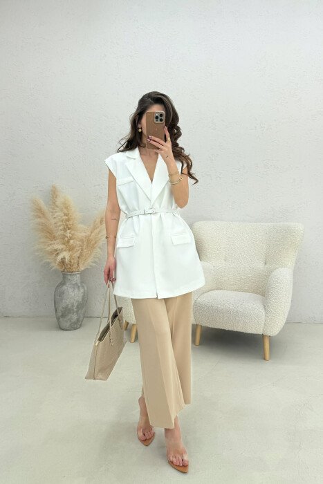 JELEK NJE NGJYRESH ME DETAJINE RRIPIT PER FEMRA NE NGJYRE TE BARDHE - KLAUDIO FASHION