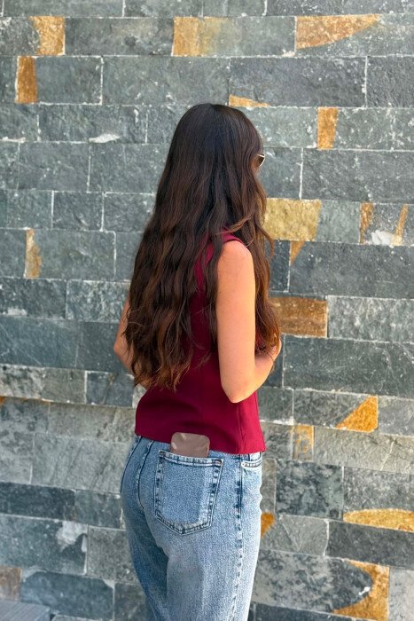 JELEK NJE NGJYRESH ME DY BUTONA PER FEMRA NE NGJYRE VISHNJE - 3