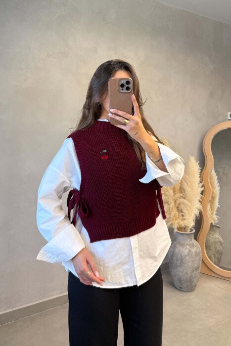 JELEK NJE NGJYRESH ME LIDHESE ANESORE PER FEMRA NE NGJYRE VISHNJE - KLAUDIO FASHION