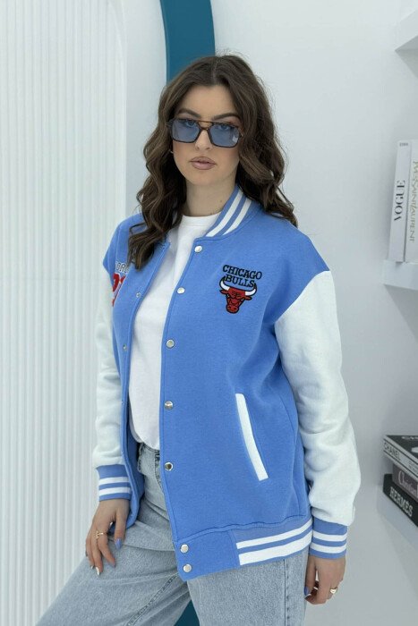 JORDAN 23 FLUFFY BOMBER WOMEN JACKET LIGHTBLUE/BZ - 1