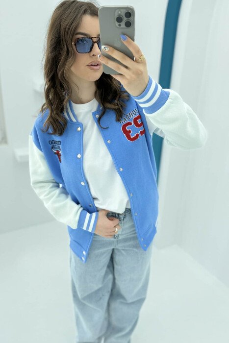 JORDAN 23 FLUFFY BOMBER WOMEN JACKET LIGHTBLUE/BZ - 6