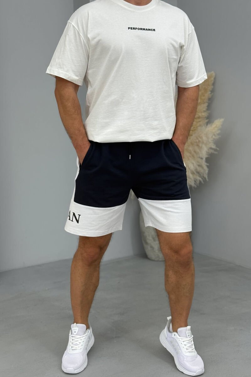 JORDAN SIDE WRITTING SHORT MEN SWEATPANTS DARK BLUE/BEE - 1