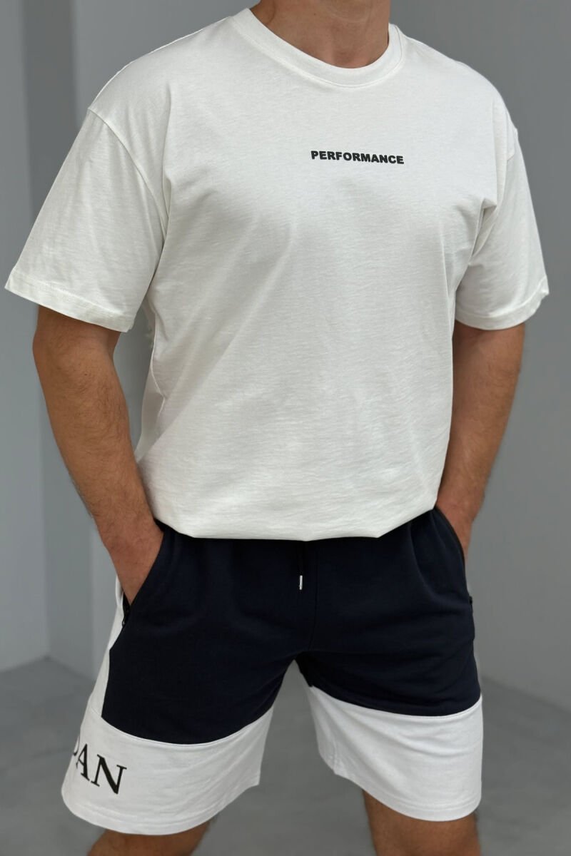 JORDAN SIDE WRITTING SHORT MEN SWEATPANTS DARK BLUE/BEE - 2