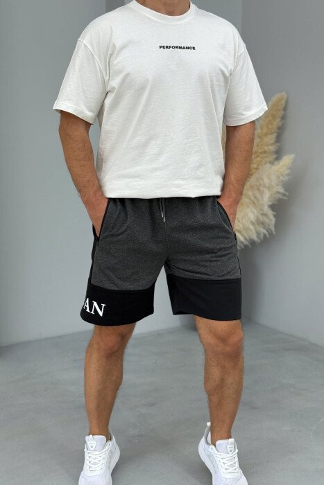 JORDAN SIDE WRITTING SHORT MEN SWEATPANTS DARK GREY/GEE - 1