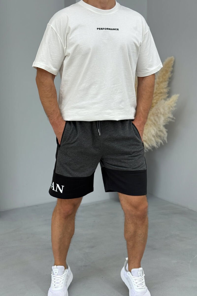 JORDAN SIDE WRITTING SHORT MEN SWEATPANTS DARK GREY/GEE - 1