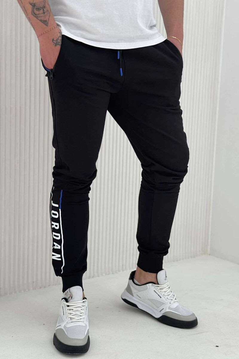 JORDAN WRITTING ZIPPER POCKETS MEN SWEATPANTS BLACK/ E ZEZE - 1