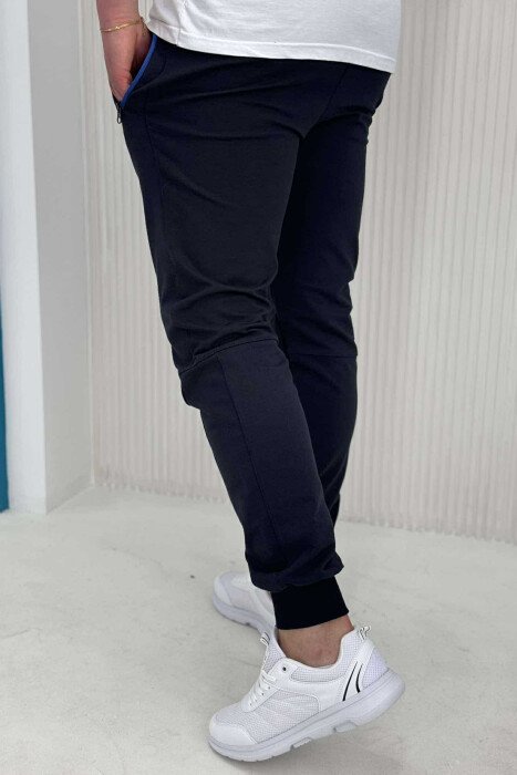 JORDAN WRITTING ZIPPER POCKETS MEN SWEATPANTS DARK BLUE/BEE - 2
