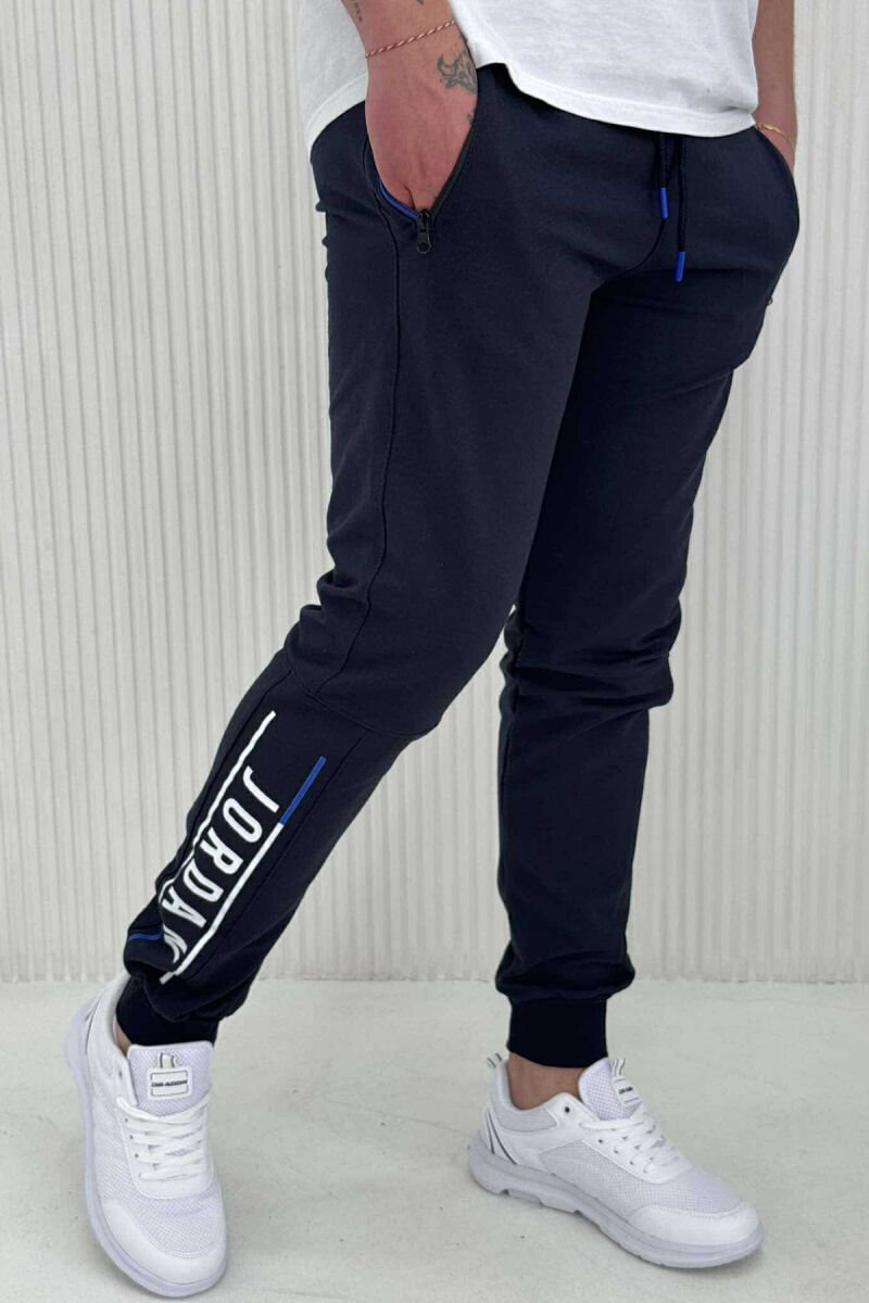 JORDAN WRITTING ZIPPER POCKETS MEN SWEATPANTS DARK BLUE/BEE - 3