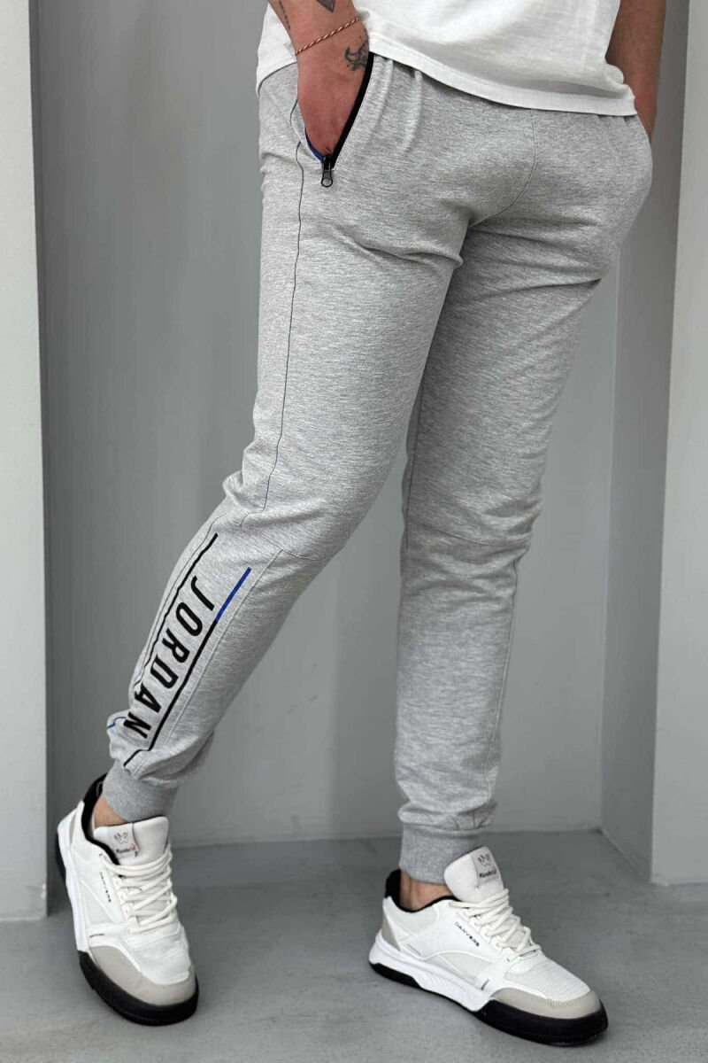 JORDAN WRITTING ZIPPER POCKETS MEN SWEATPANTS LIGHT GREY/GZ - 4