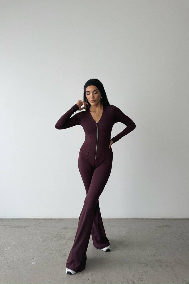 JUMPSUIT NJË NGJYRËSH ME ZINXHIR PËR FEMRA NË NGJYRËN VISHNJË - 3